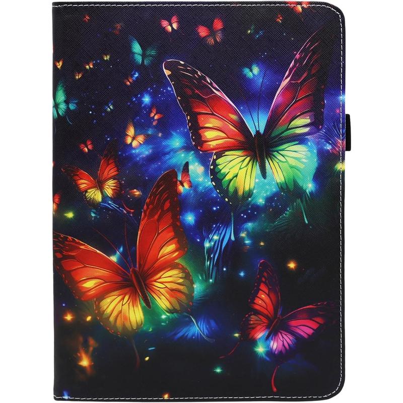 Universal 10 10.1 Inch Android Tablet Case,  PU Leather 360 Degree Rotating Multi-Angle Viewing Stand Case Cover for 10 10.1 and All 9.5-10.5 Inch Tablet, Sparkling Butterfly