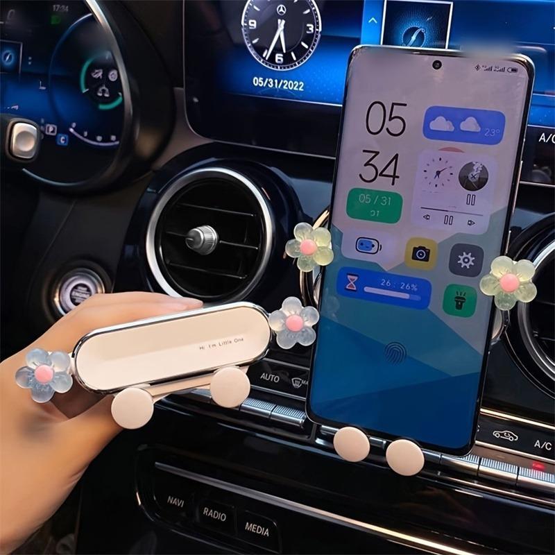 Cute Flower Design Car Phone Holder, Creative Car Phone Navigation for Air Outlet, Universal Car Interior Accessories for Women & Girls