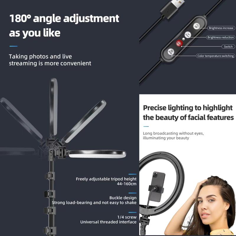 NEW! 12’’ RGB Selfie Ring Light with 62’’ Tripod and Phone Holder, 18 Color LED Light for Video Recording, Compatible with Cell Phones and Cameras