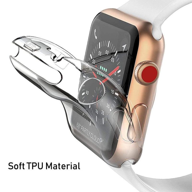 2 In 1 Smart Watch Case & Screen Protector Kit, Anti-fall Fashionable Comfortable Soft TPU Full Coverage Smart Watch Case, Compatible with Apple Watch SE 8 7 6 5 4 3 2 1, Smart Watch Accessories