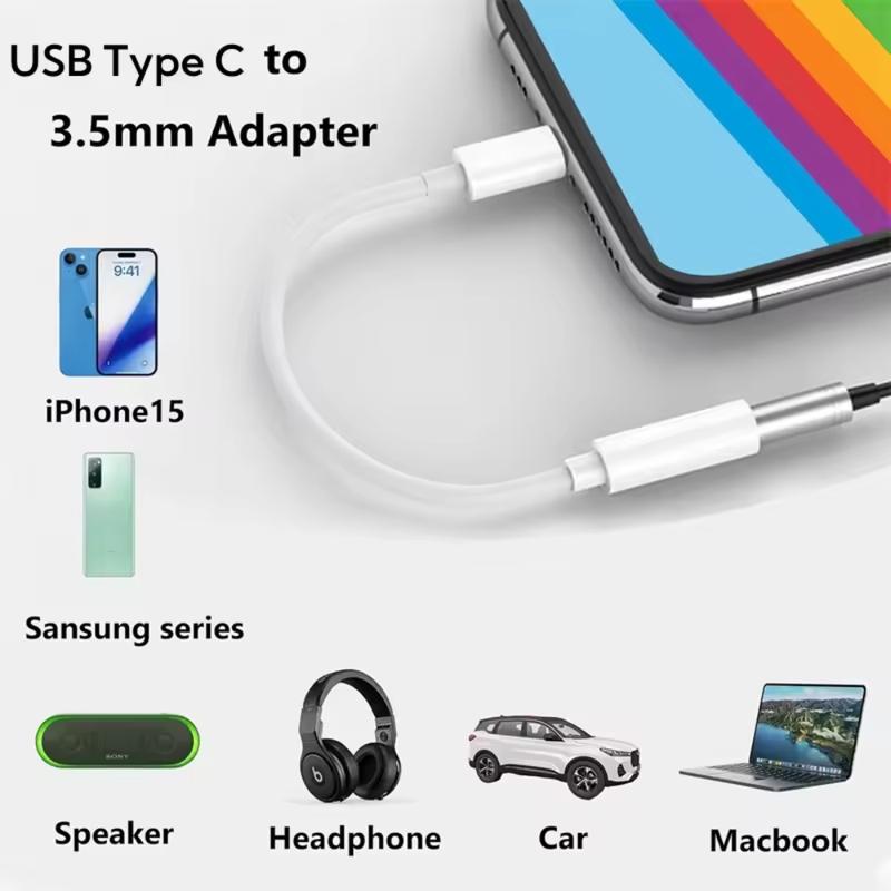 10pcs-USB Type C to 3.5mm Earphone Adapter DAC Digital Jack Aux Audio Headset