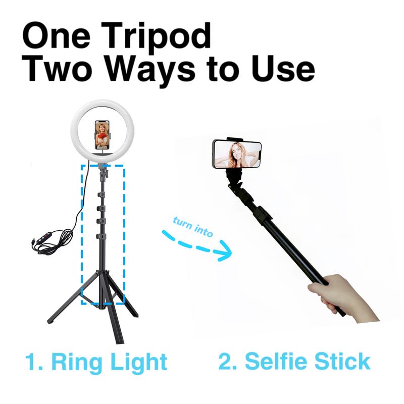 NEW! 12’’ RGB Selfie Ring Light with 62’’ Tripod and Phone Holder, 18 Color LED Light for Video Recording, Compatible with Cell Phones and Cameras