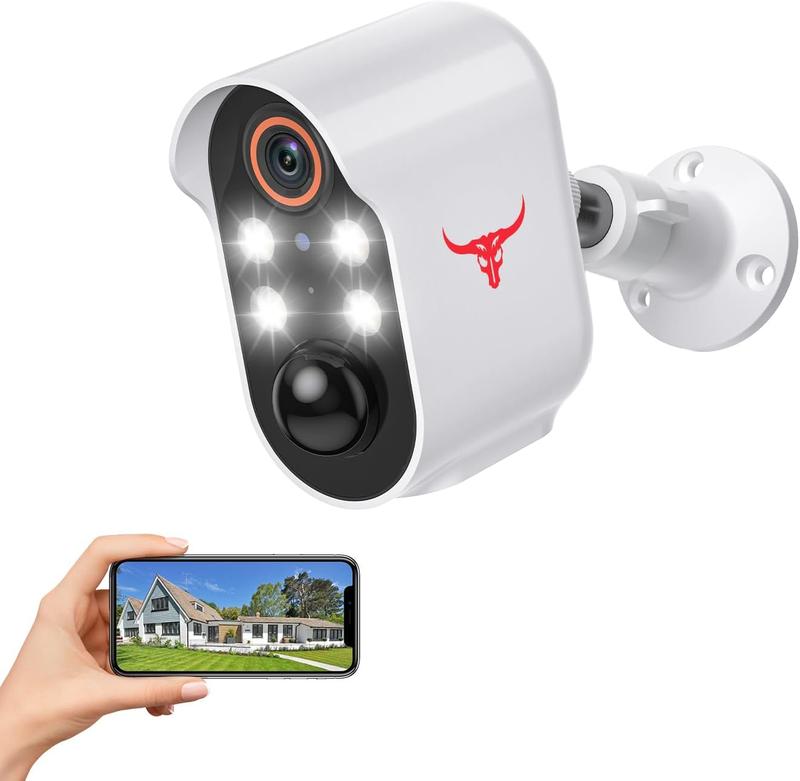 Outdoor Security Camera, Battery Powered Wireless Camera, Suitable for Home Security Indoor Outdoor, Cloud Storage, Color Night Vision, 2-Way Talk, Smart AI Motion Detection