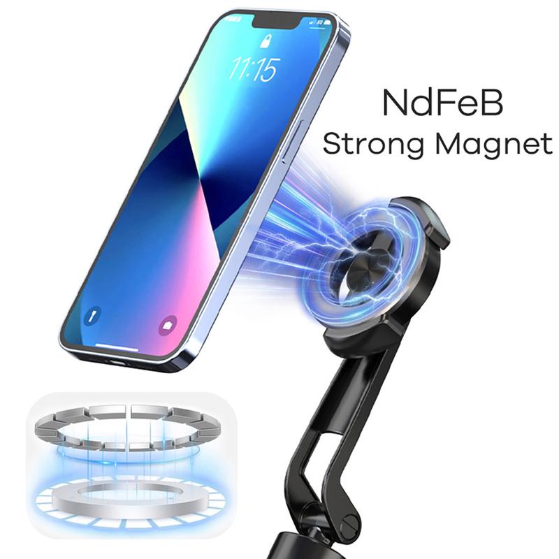 Magnetic Selfie Stick Tripod, 49in Extendable Cell Phone Tripod Stand with Rechargeable Wireless Remote for iPhone 15 14 13 12 Series and Android Phones, Premium Aluminum Alloy Telescopic