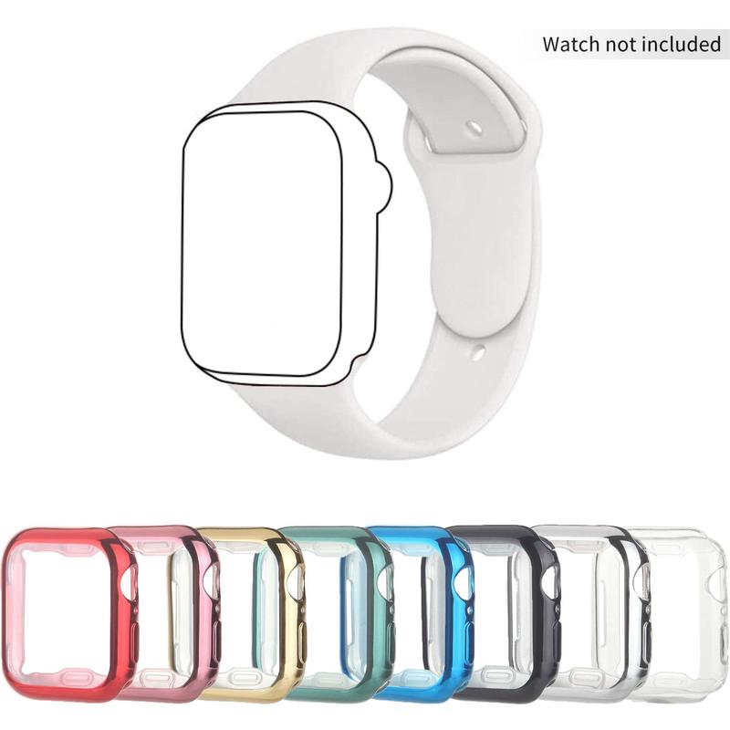 2 In 1 Smart Watch Case & Screen Protector Kit, Anti-fall Fashionable Comfortable Soft TPU Full Coverage Smart Watch Case, Compatible with Apple Watch SE 8 7 6 5 4 3 2 1, Smart Watch Accessories