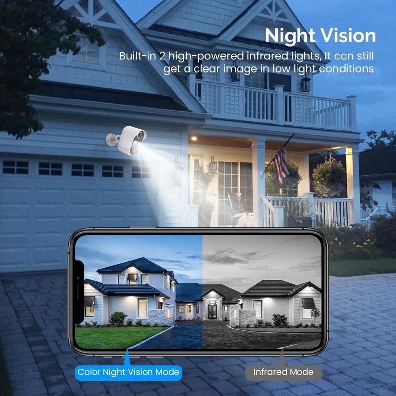 Wireless Home Security Outdoor Smart Cameras, Waterproof Rechargeable 1080P Outdoor CCTV Camera, WiFi Home Security Camera with AI Human Detection, 2-way Talk, Night Vision, Home Security Camera, Christmas 2024