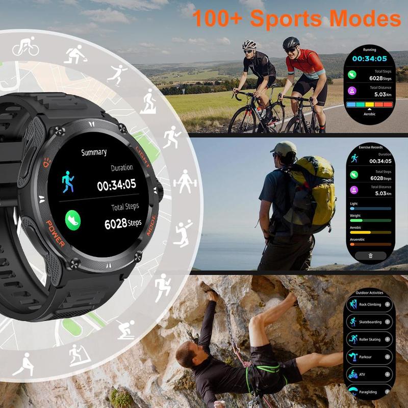 1.53 Inch Multifunctional Smart Watch, Fashion Digital Watch with Compass & Flashlight, Sports Fitness Tracker Smartwatch for Android iOS