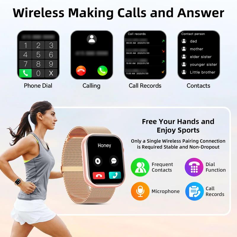 Smart Watch for Men Women (Answer Make Call) Original Silicone Strap,Steel Band Replacement Fitness Tracker,, Multiple Sports Modes FOR Android iOS Wearable Devices