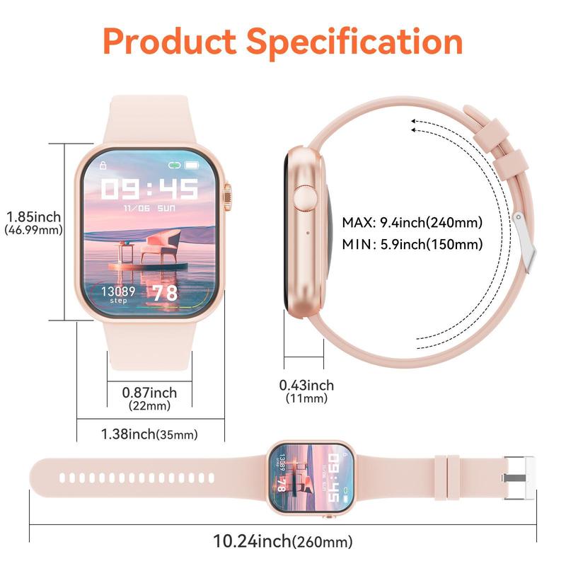 Smart Watch for Women Man (Answer Make Call), 1.85 Inch Fitness Tracker with Pedometer & Multiple Sports Modes, Touch Screen Watch, Fitness Watch for Android iPhone, Back To School Gifts, Boyfriend Gift