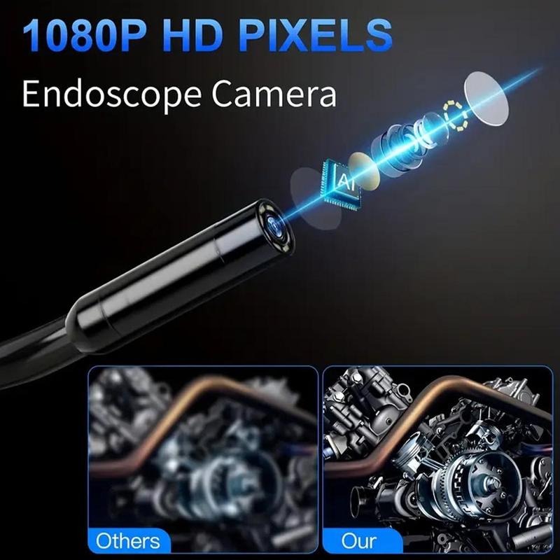 4.3 Inch LCD Industrial Endoscope, HD 1080P 5.5mm Waterproof Camera, Car Inspection Tool with Adjustable LED Light