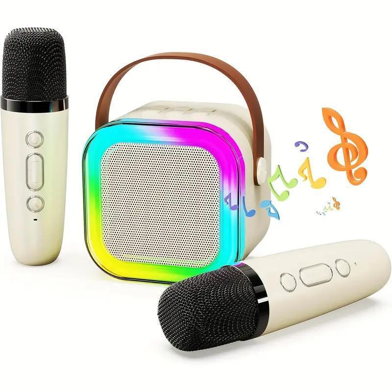 Fall Portable Wireless Karaoke Speaker with Microphone, KTV Speaker Subwoofer with RB Colorful LED Lights, Karaoke Machine Sound System for Outdoor Portable Mini