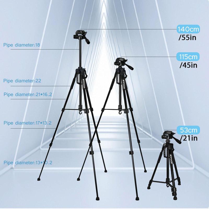 BTFOOR Camera Tripod, Extendable Professional Aluminum Heavy Stand with Quick Plates Mount Pan Head for Video Recording DSLR Mirrorless Phone Camcorder Spotting Scopes, Professional Camera Accessories (1 Count)