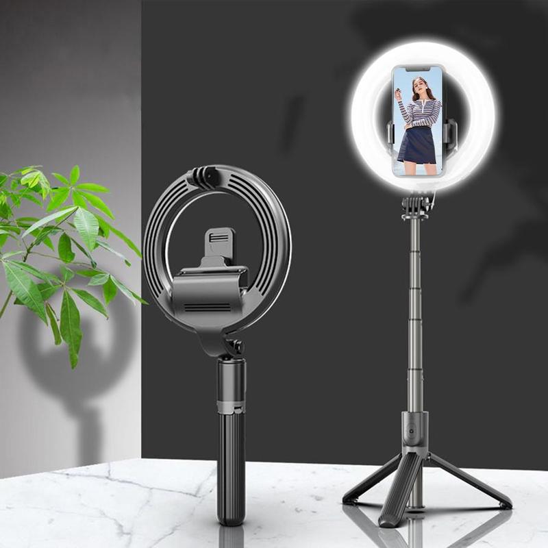 Portable Selfie Stick with Ring Light, 360 Degree Rotatable Cell Phone Selfie Tripod with Remote Control