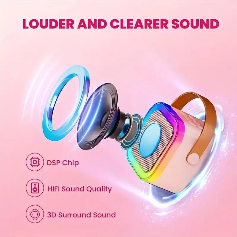 Fall Portable Wireless Karaoke Speaker with Microphone, KTV Speaker Subwoofer with RB Colorful LED Lights, Karaoke Machine Sound System for Outdoor Portable Mini