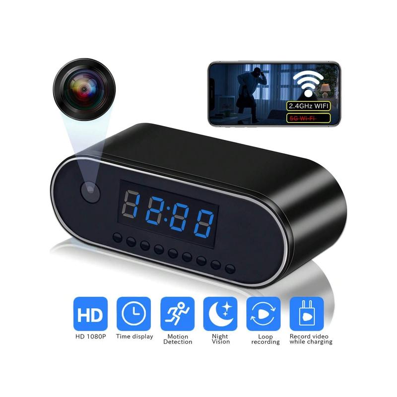 1080P HD WiFi Security Camera Clock - Wireless Motion Detection, Night Vision, Real-Time App Monitoring, Loop Recording, Ideal For Indoor Home, Office, Warehouse With Lithium Battery And Non-Waterproof Design,  Included 32G SD Card