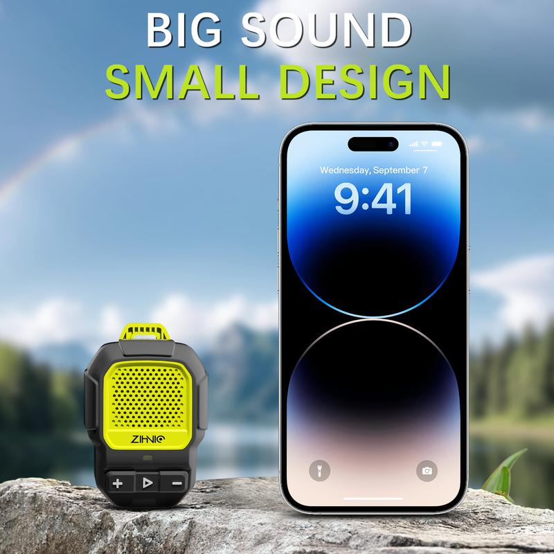 ZIHNIC AI Portable Speaker,IP67 Waterproof ,Bluetooth V5.4, Clip-On Wireless Wearable Speaker(Non-Magnetic) Built-in Mic for Hands-Free Music Calls,Outdoor Mini Speaker Smartphone Audio iphone