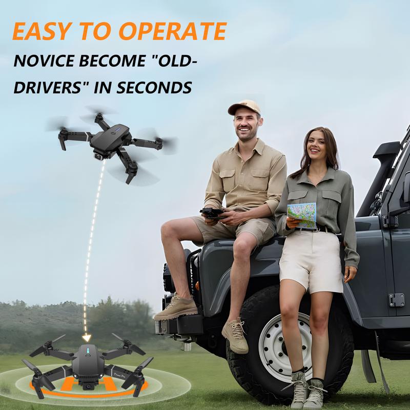 E88 Foldable Dual Camera Drone - Flight Stability, One Click Hover, Adjustable Angle, Route Planning - Ideal Gift for Beginners, Indoor Outdoor Fun, Dual Battery Set, Perfect Choice for Christmas, Halloween, and Thanksgiving