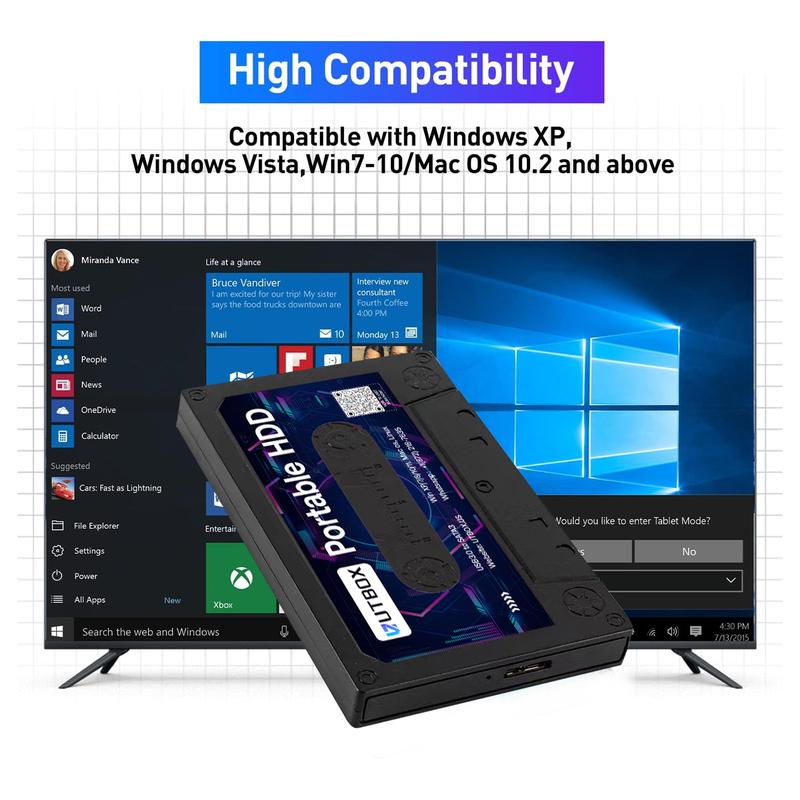 UT2 500G Portable External Game Hard Drive Disk, Built-in 60000+ Games, With Dual 2.4G Wireless Controllers, for Laptop PC Windows