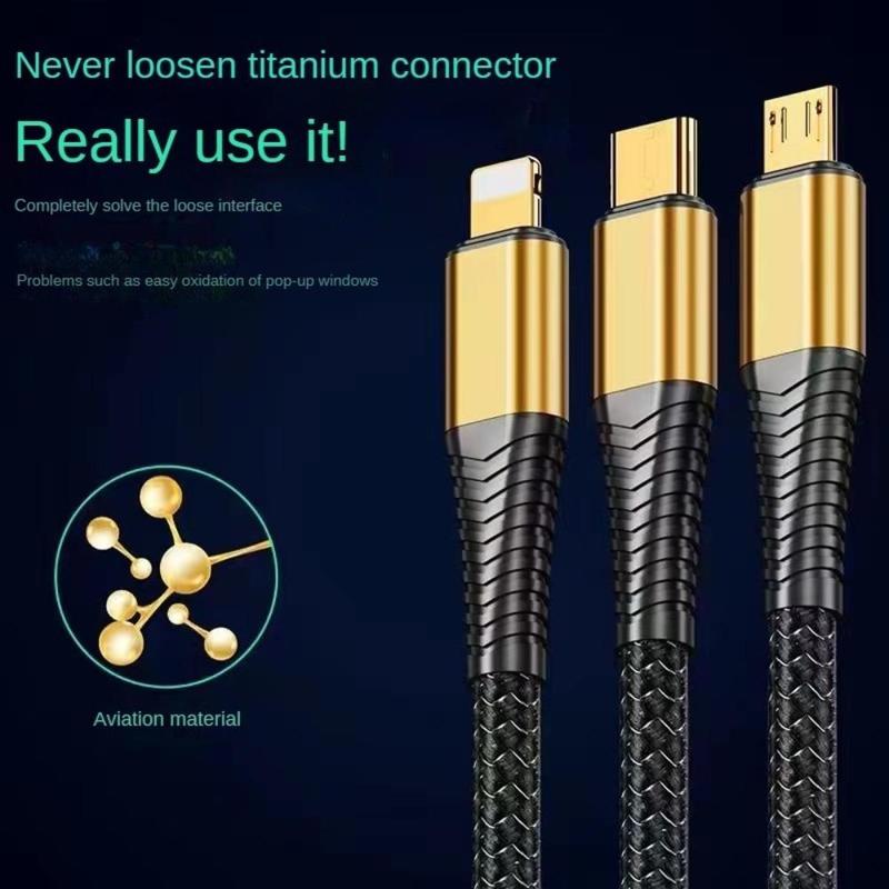 3-In-1 100W Transparent Fast Charging Cable with Digital Display, Braided USB C Cable Real Time Fast Charging for iPhone Samsung OPPO