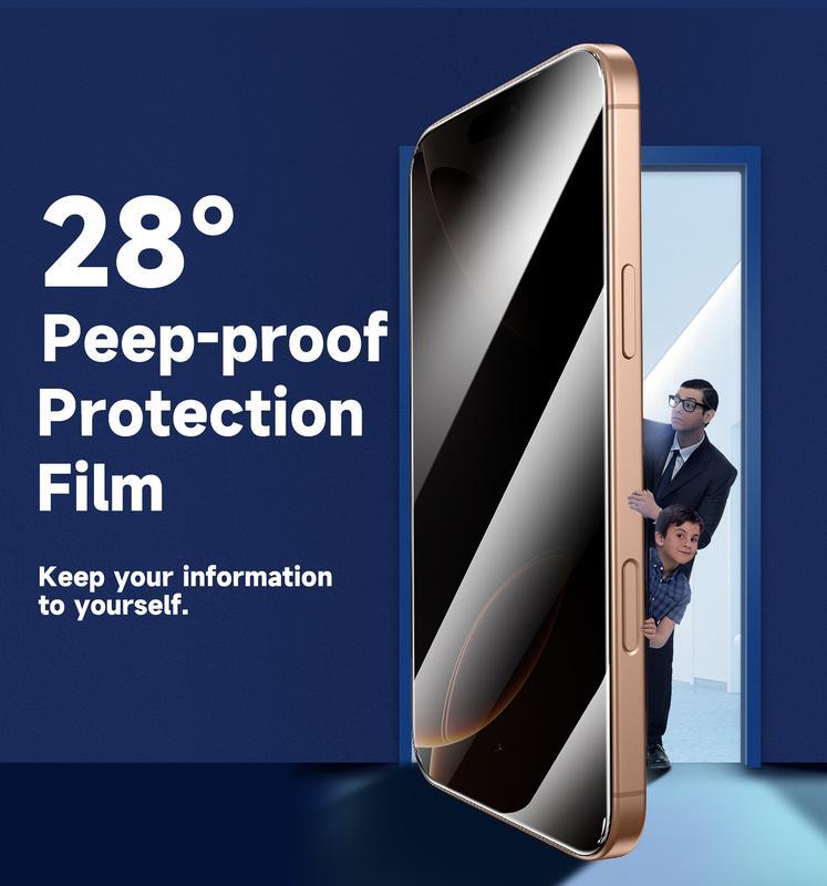 2PCS Magic Johns Privacy Screen Protector for iPhone - Full Cover, Easy Install, Anti-Spy, Anti-Fingerprint, Anti Glare, Anti-Scratch