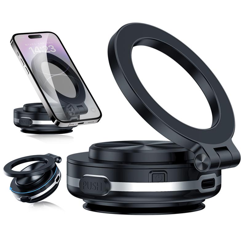 Electric Vacuum Magnetic Car Phone Mount - 360° Rotating Magnetic Phone Holder,Strong Magnetic Grip for Car Kitchen Mirro Gym Bath Shower Compatible with iPhone & Android