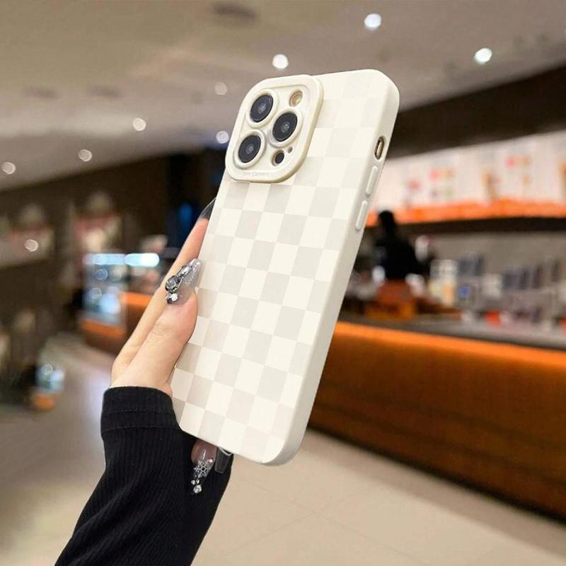 Fashion Checkerboard Pattern Phone Case, Full Body Shockproof Phone Protective Cover, Phone Accessory Compatible with iPhone 11 12 13 14 15 Series