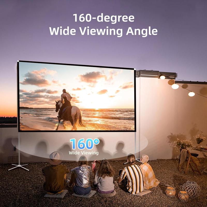 Portable Projector Screen with Stand Outdoor: Camping Projection Screen 80 inch 4K Movie Screen for Home Backyard Indoor 16:9 HD