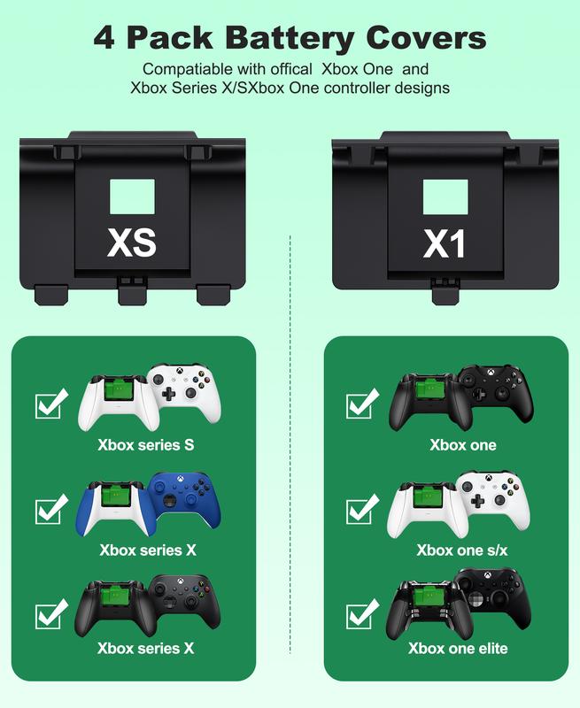 ESYWEN 2*3600mWh Xbox Battery Pack with 12 Hours Long Lasting Playtime, Compatible with Xbox One S X Elite and Series S X Accessories Console