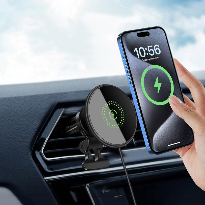 FDGAO 20W Magnetic Car Wireless Fast Charger, Car Phone Holder with Charging Function, Universal Car Phone Navigation Bracket for iPhone 16 15 14 13 12 Pro Max 16 15 14 Plus 13 12 Mini iphone  holder