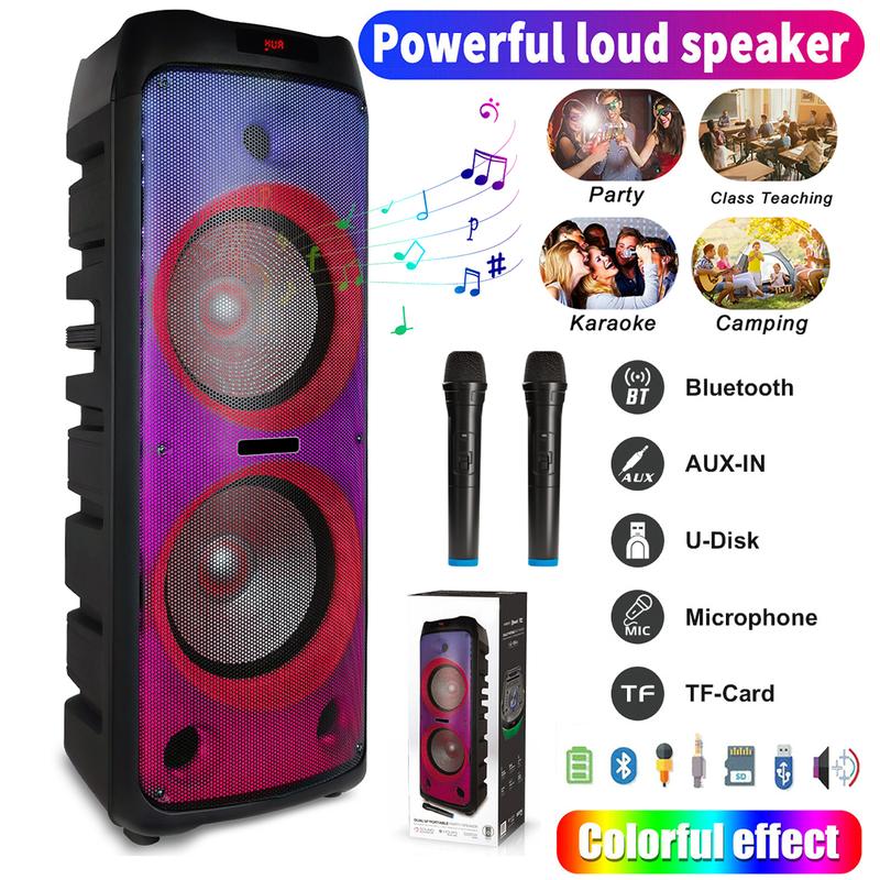 5100W Portable Loud Party Bluetooth Speaker Wireless Big Speaker With Two Microphone Dual 12