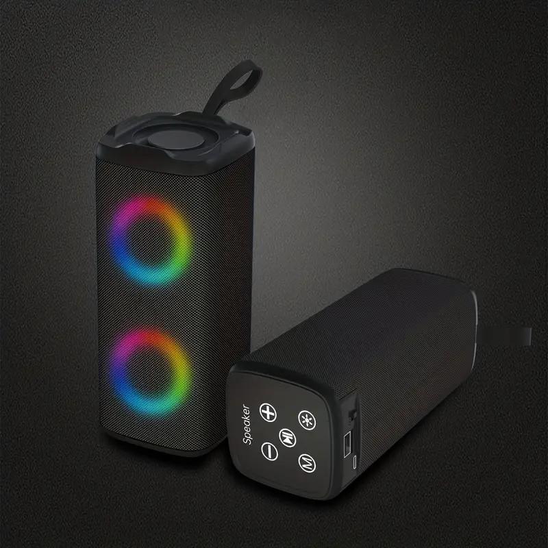 Black Portable Wireless Bluetooth Speaker- Multifunctional LED Light- USB and Rechargeable  Battery Dual Power Mode- FM radio, USB playback Connected Smartphone- Audio Stereo sound system- Outdoor Sports, Home Parties