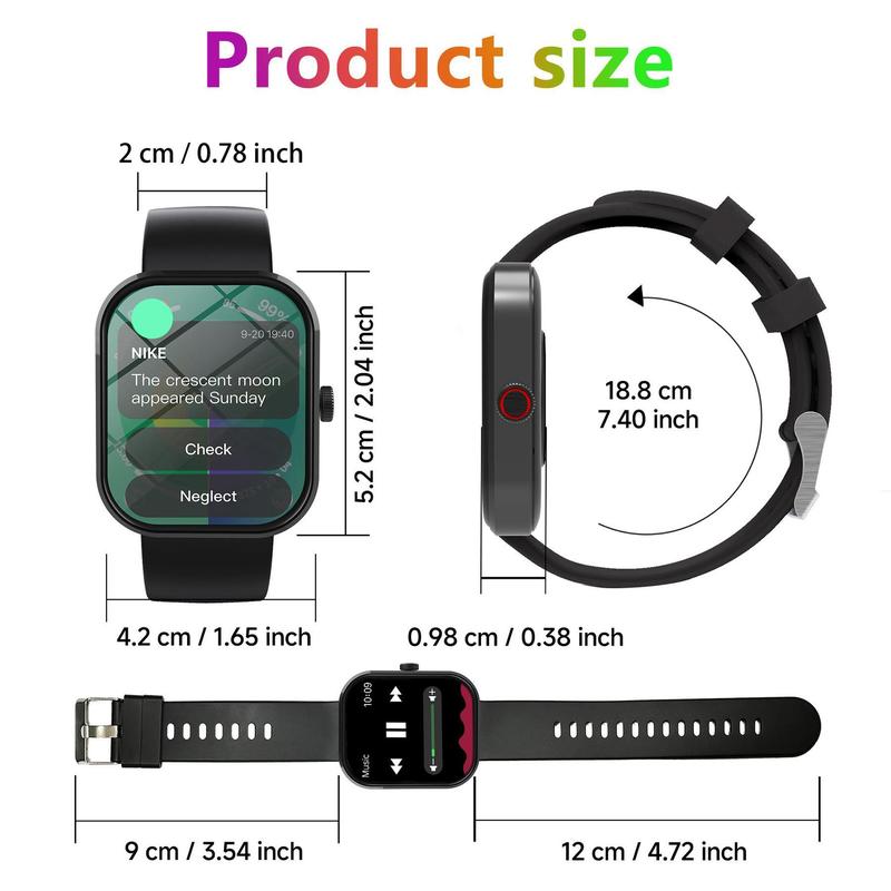 Multifunctional Smartwatch for Men & Women, 1 Count 2.01 Inch Touch Screen Sports Smartwatch, Fashion Smartwatch with Wireless Calls, Message Alerts and Customized Dials Support