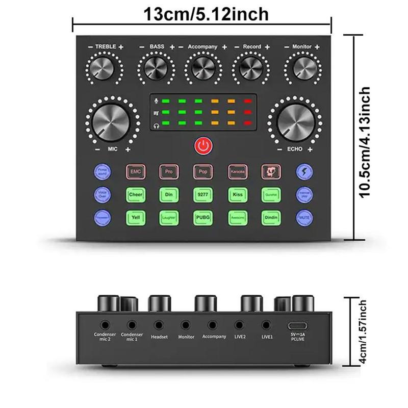 Professional Podcast Studio Equipment, USB Rechargeable Condenser Microphone with Audio Interface & Live Sound Card, Audio Equipment for Live Streaming, Microphone Set