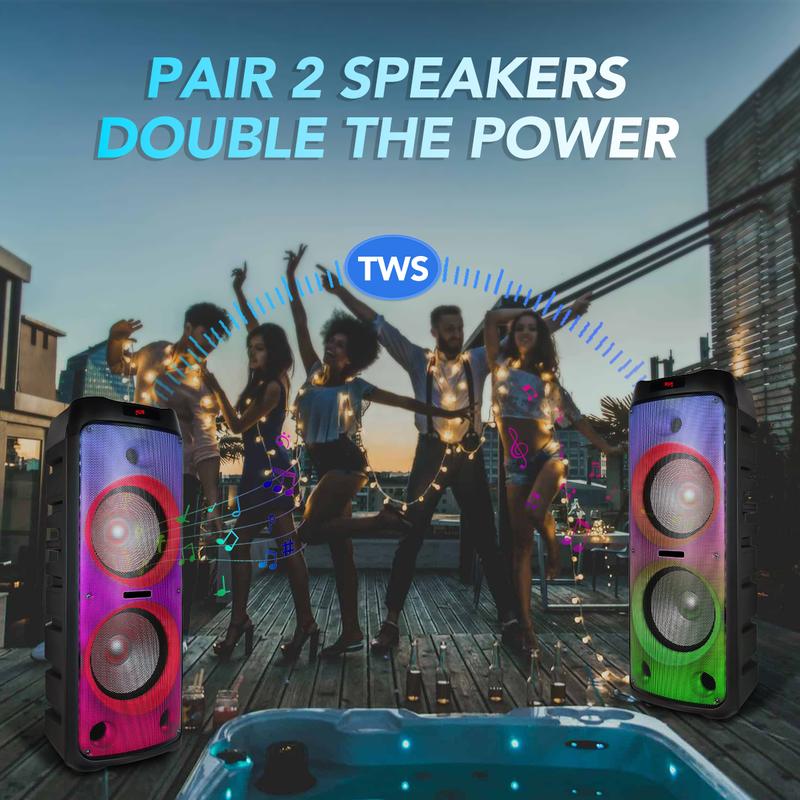 5100W Portable Loud Party Bluetooth Speaker Wireless Big Speaker With Two Microphone Dual 12