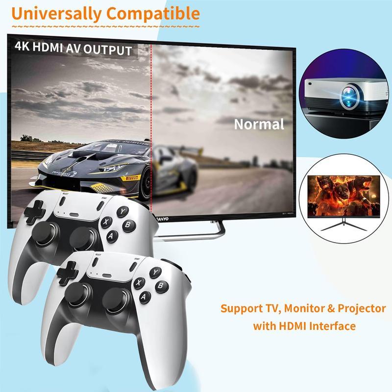 4K wireless retro game console, 4K HDMI output, enjoy 40+ classic emulators and 40,000+ games, equipped with 2.4G wireless controller accessories