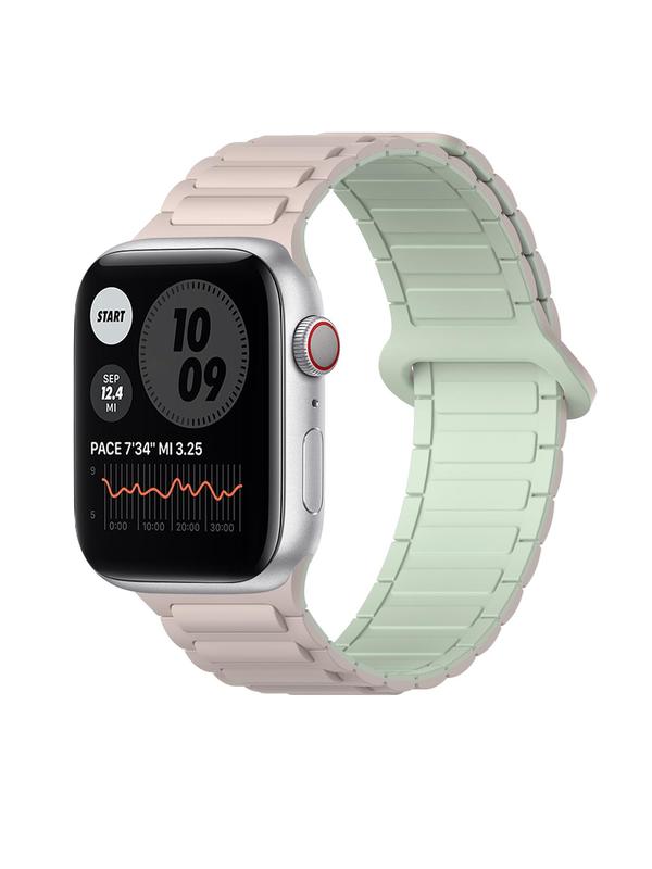 Magnetic Watch Band (Band Only), Soft Silicone Watch Band Compatible with Apple Watch Band for Women & Men, Adjustable Watch Band for iWatch Series 9 8 7 6 5 4 3 2 1 SE Ultra, Watch Accessories