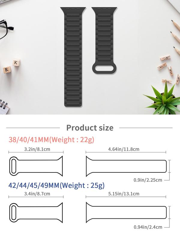 Magnetic Watch Band (Band Only), Soft Silicone Watch Band Compatible with Apple Watch Band for Women & Men, Adjustable Watch Band for iWatch Series 9 8 7 6 5 4 3 2 1 SE Ultra, Watch Accessories