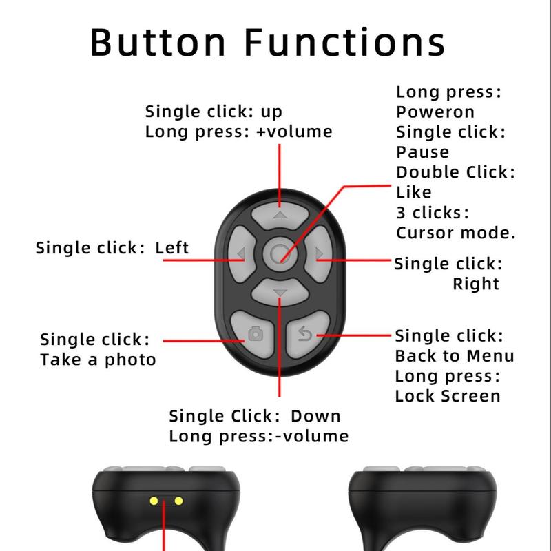 Wireless Remote Control Page Turner, 3 In 1 Function Remote Controller, Video Control Companion Compatible For iPhone iPad Android Phone