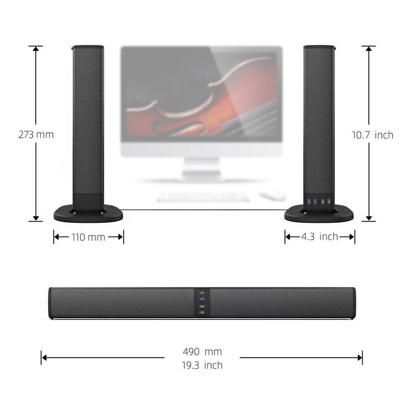 2-in-1 Separable Sound Bars for TV Buit-in 4 Subwoofers Speaker Bluetooth 5.0 Wireless TV Speaker Home Theater Audio Sound Bars