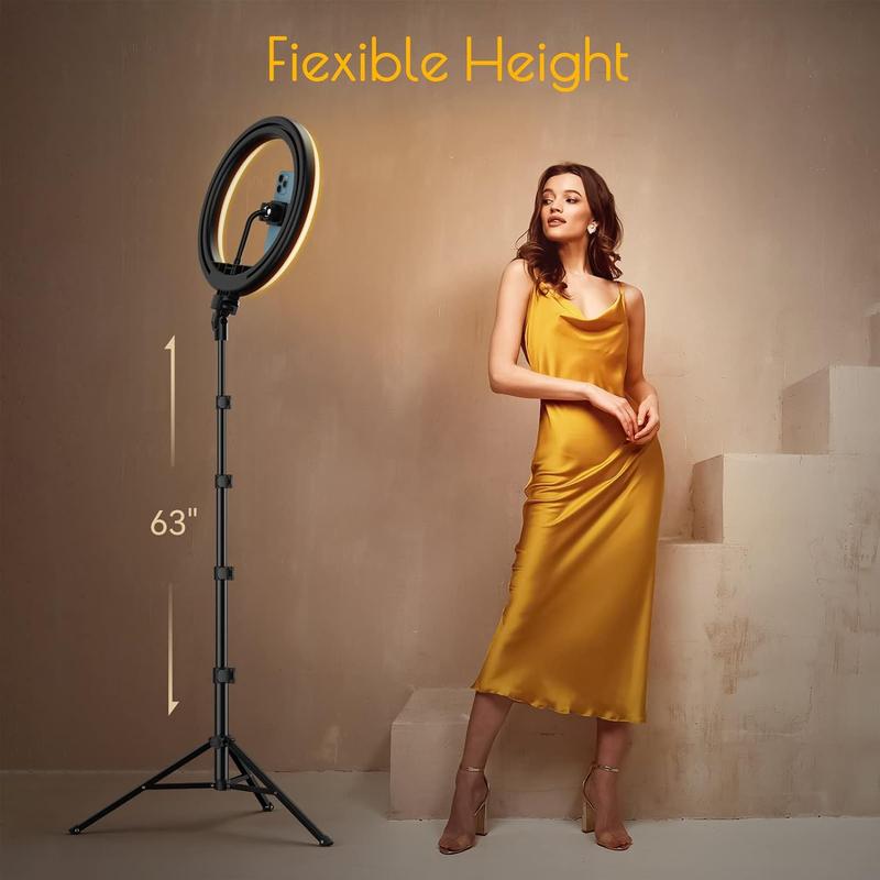 SevenBox 12'' LED Ring Light with Tripod Stand 63'' Tall, 3 Lights Modes LED Selfie Stick for iPhone Android Camera, YouTube,  Makeup, Videos, Photography Accessories Smartphone Cellphone