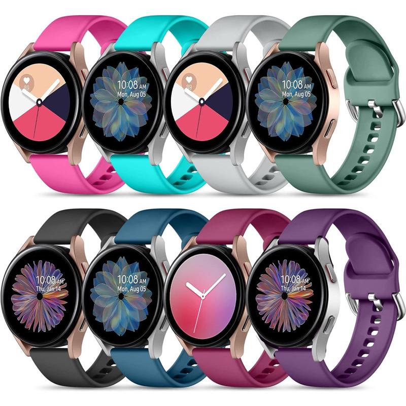 8 Pack Band Compatible with Samsung Galaxy Watch 7 6 5 4 Band 40mm 44mm,Galaxy Watch 5 Pro 45mm Watch 6 4 Classic 42mm 46mm 43mm 47mm Active 2, 20mm Soft Silicone Sport Strap Women Men, Small