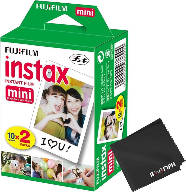 Fujifilm Instax Mini Instant Camera Film: 20 Shoots Total, (10 Sheets x 2) - Capture Memories Anytime, Anywhere - Boomph's Comprehensive Ultimate Performance Cloth Solution for Perfect Picture Quality