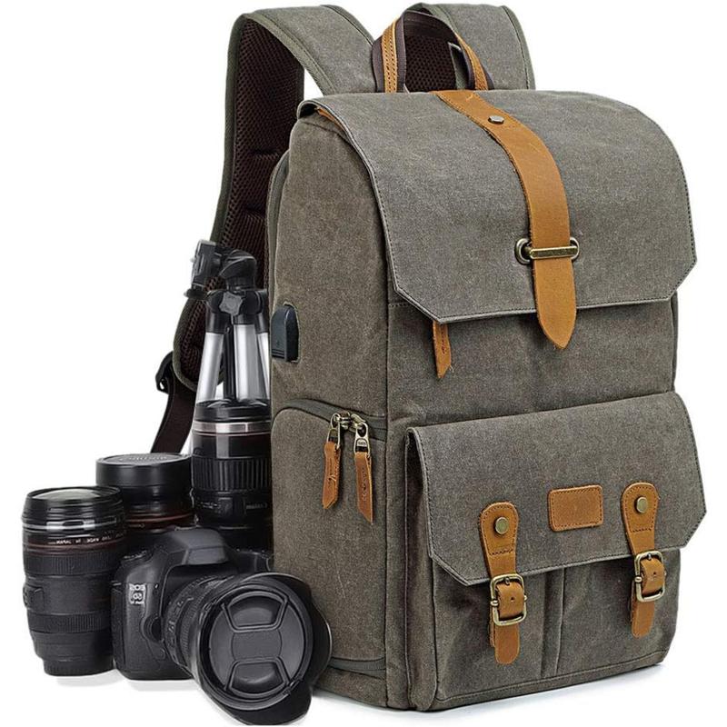 BAIGIO Camera Backpack, DSLR SLR Waterproof Canvas Camera Bags Rucksack 15.6 inch Laptop Bag Travel Bag for Canon Nikon Sony Camera and Lens Tripod Accessories