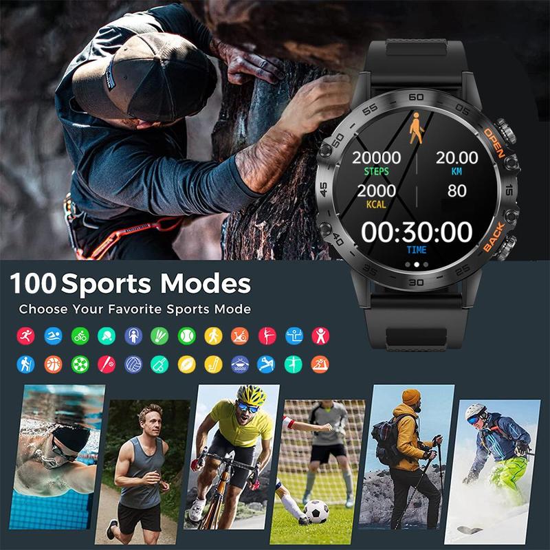 1.39 Inch Full Touch Multifunctional Smart Watch, Men's Outdoor Sports Fitness Tracker, Bluetooth-compatible Smart Watch for Android iOS, Stocking Fillers Gift, Smart Watch