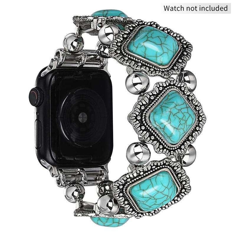 Vintage Turquoise Decor Chain Bracelet, Fashionable Wristband for Apple Watch, Watch Band Suitable for Both Women and Men, Compatible with iWatch Series 9 8 7 6 5 4 3 2 1 SE