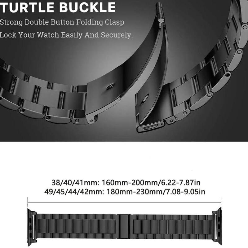 Stainless Steel Watch Band (Only Band), 1 Count Three-bead Folding Buckle Design Smart Watch Band with Adjustable Tool, Watch Accessories Compatible with Apple Watch, Watches Band