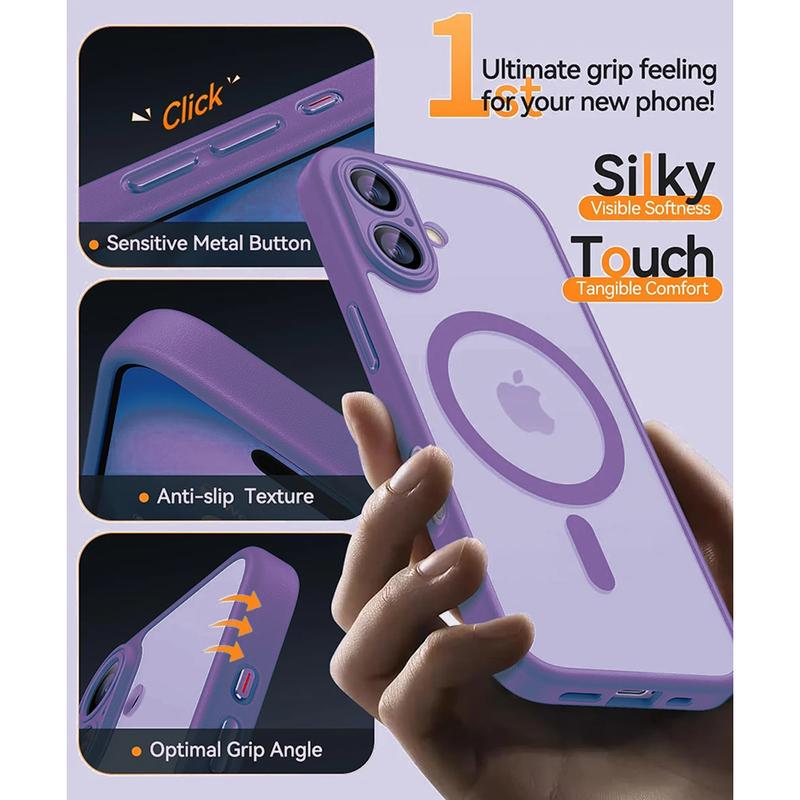 Magnetic Magsafe Luxury Armor Shockproof Case For iPhone 16 15 14 13 Pro Max Plus For Wireless Charge Cover Matte Translucent PC Protection Protective