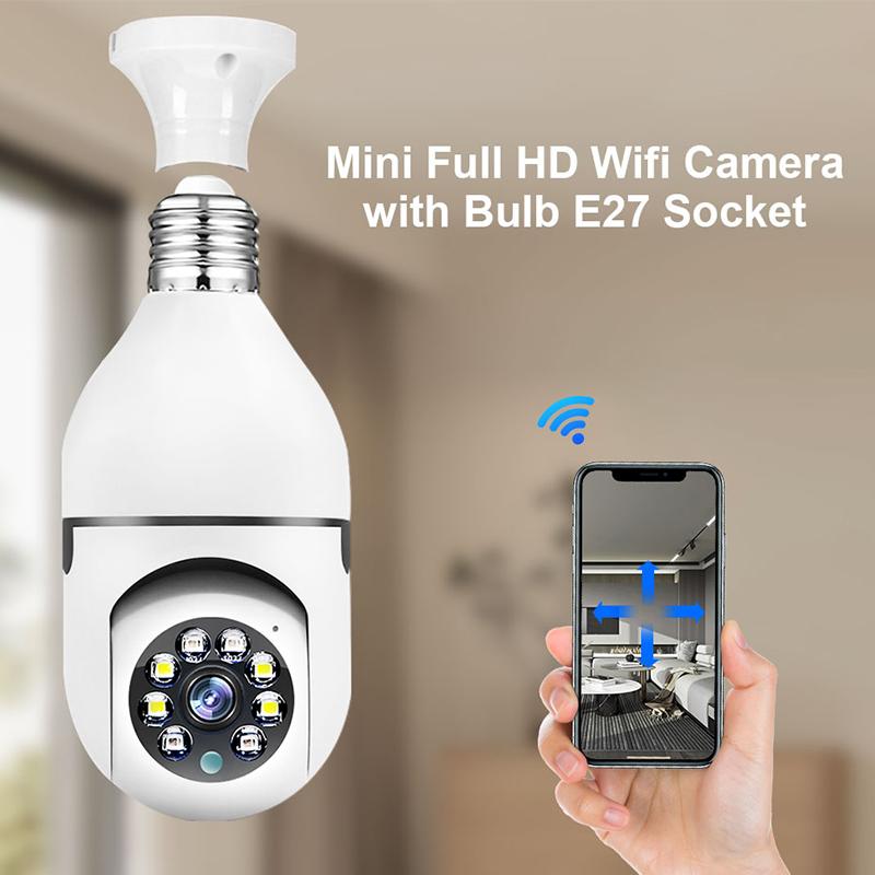 Wireless Light Bulb security Camera, 2.4GHz & 5GHz WiFi Bulb Camera, 2-Way-Audio, Motion Detection and Alarm, 3MP Full Color Night Vision, SD Cloud Storage, E26 E27 Socket bulb camera