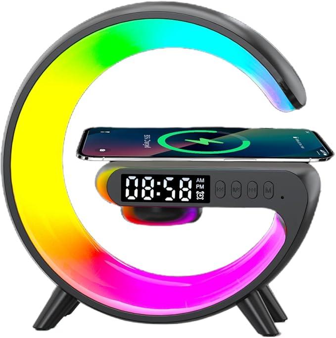 new Night Light Lamp Multifunctional Wireless Audio Speaker, Multifunctional Wireless Speaker with Alarm Clock, Wireless Charger Station for Smartphone Christmas gifts 4 in 1 Alarm Clock Gifts Idea for Family Charging Colorful Usb Bluetooth Chargeable