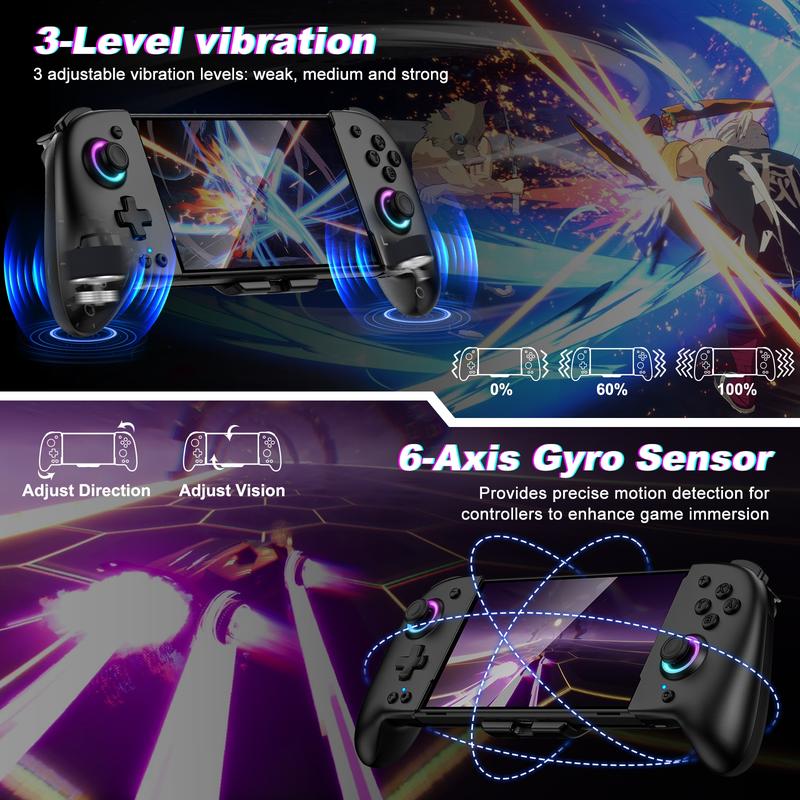 Switch Controllers for Switch OLED Controller, Switch Wireless Pro Controller Joypad, Full-Size Ergonomic Handheld Mode Controller with Battery RGB Turbo Programming